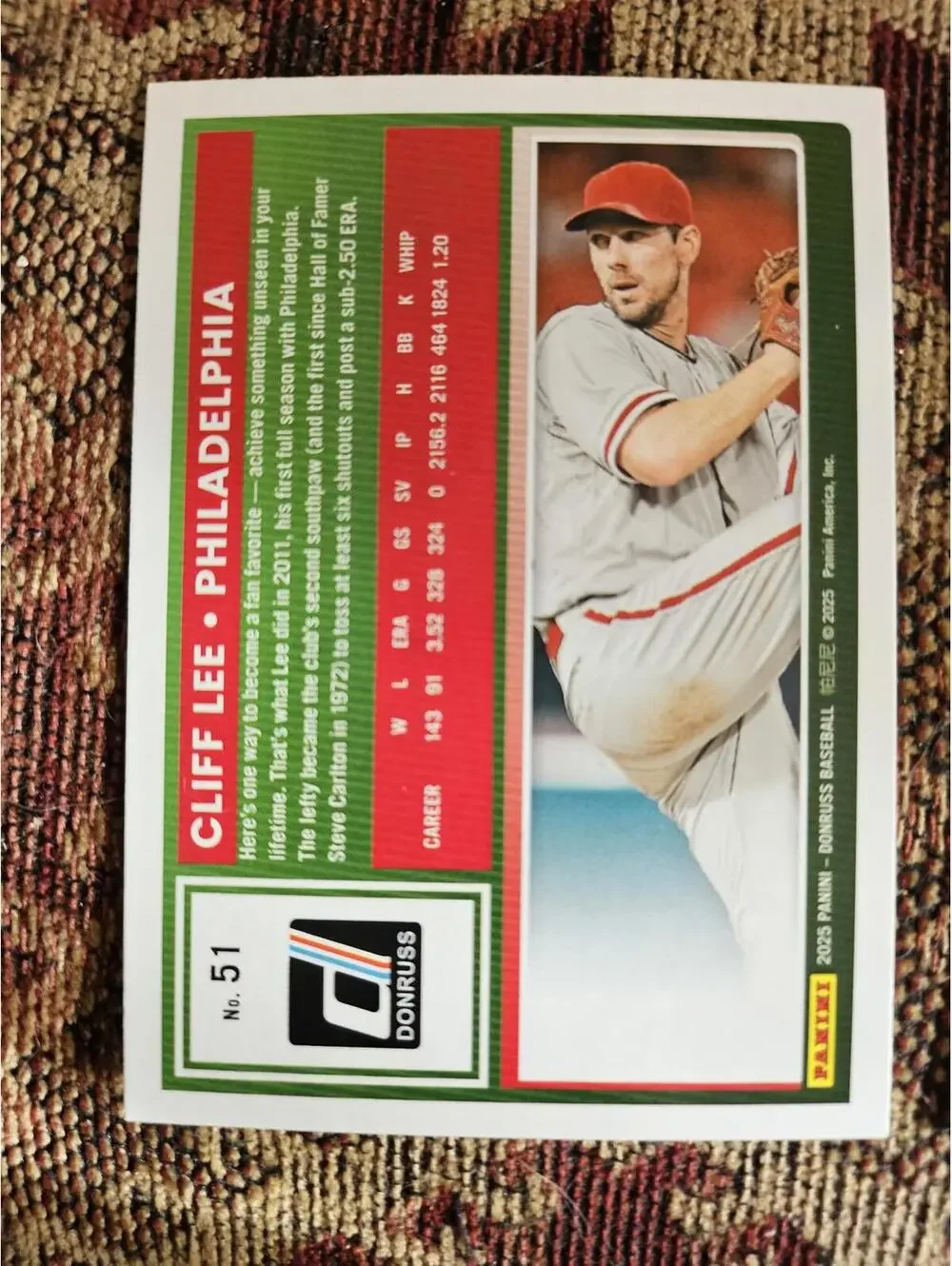 Cliff Lee - 2025 Panini Donruss baseball - #51 - Phillies - RAW Mint